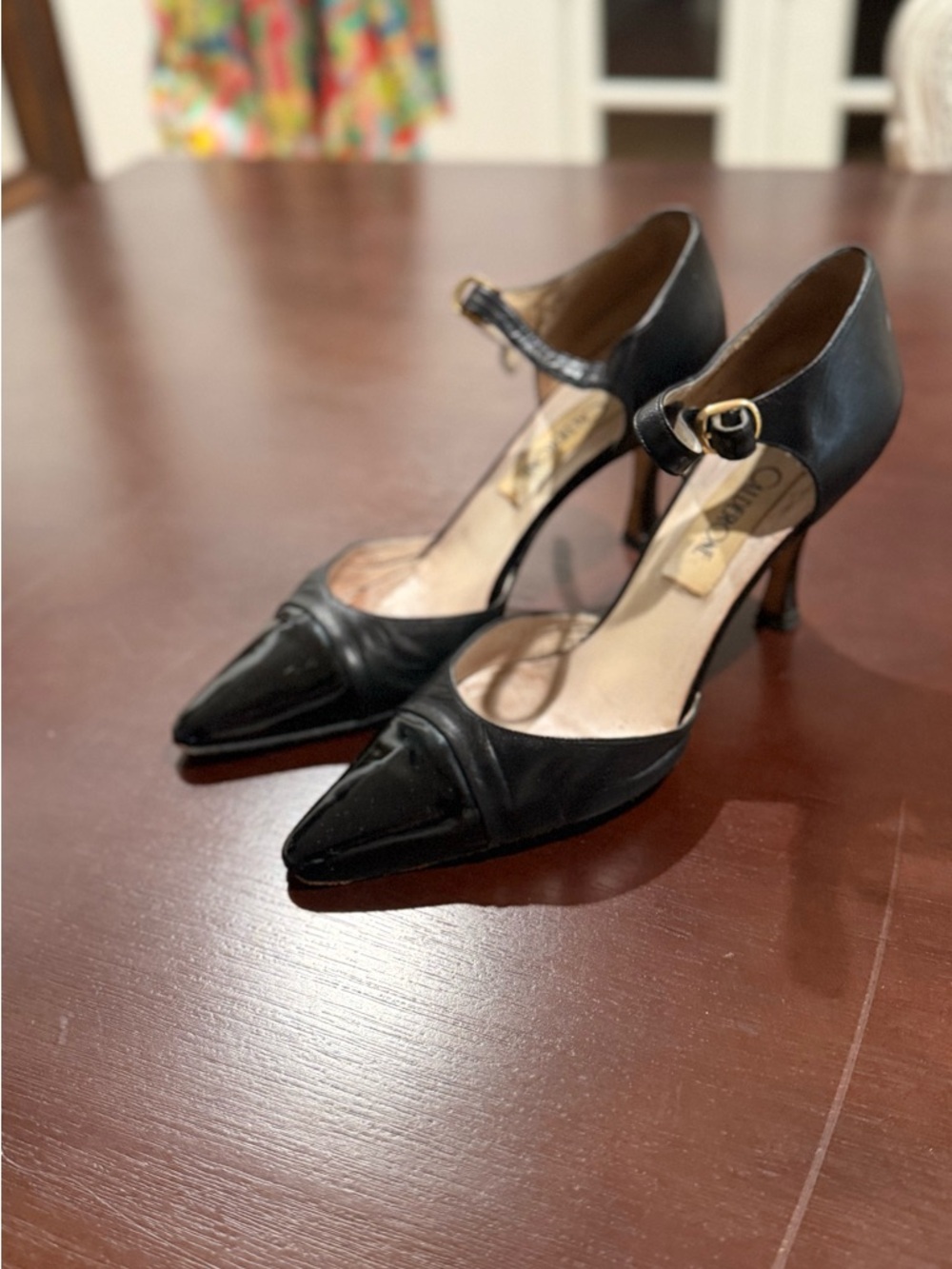 Elegant Black Pointed-Toe Mary Jane Heels with Ankle Strap